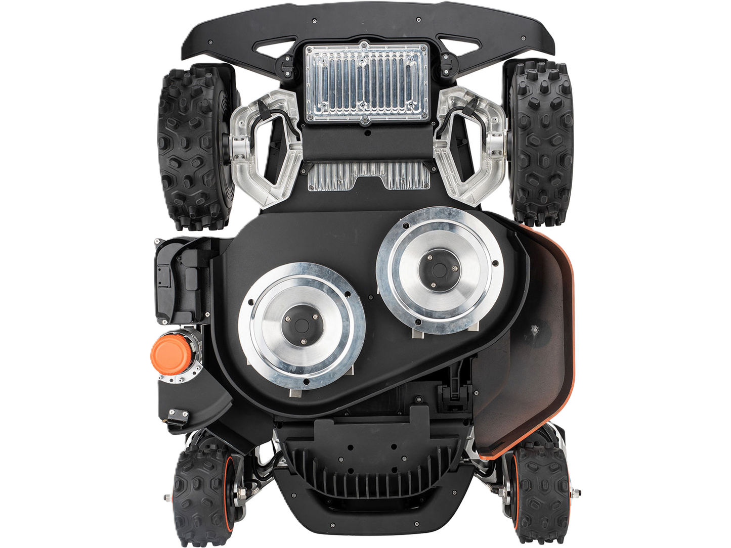 Darunter Ansicht eines Sunseeker Elite X9 maehroboters