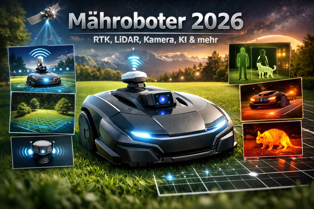 Mähroboter 2026: So unterscheiden sich RTK, LiDAR, Kamera & Co