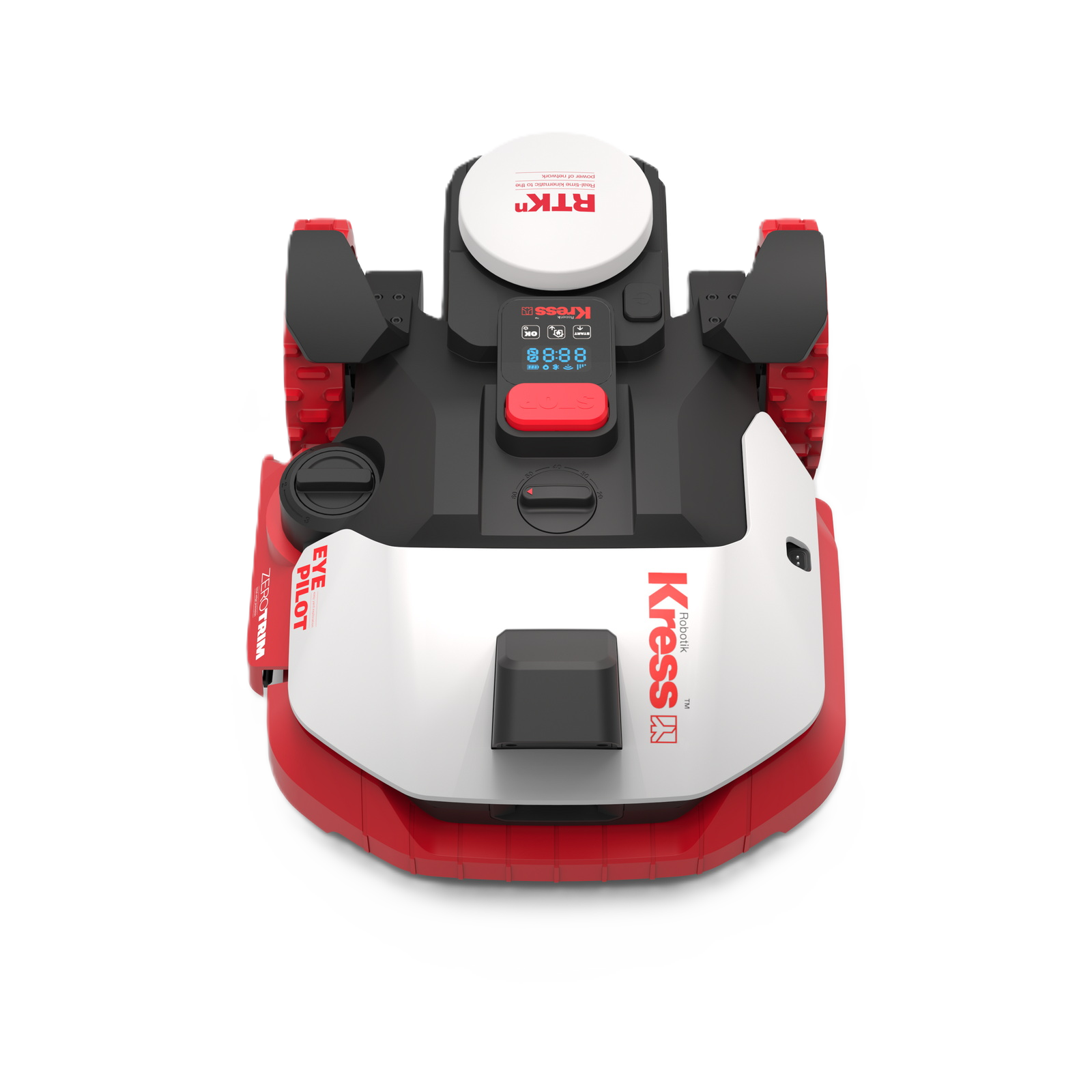 Frontansicht eines Kress Eyepilot 260E Maehroboters