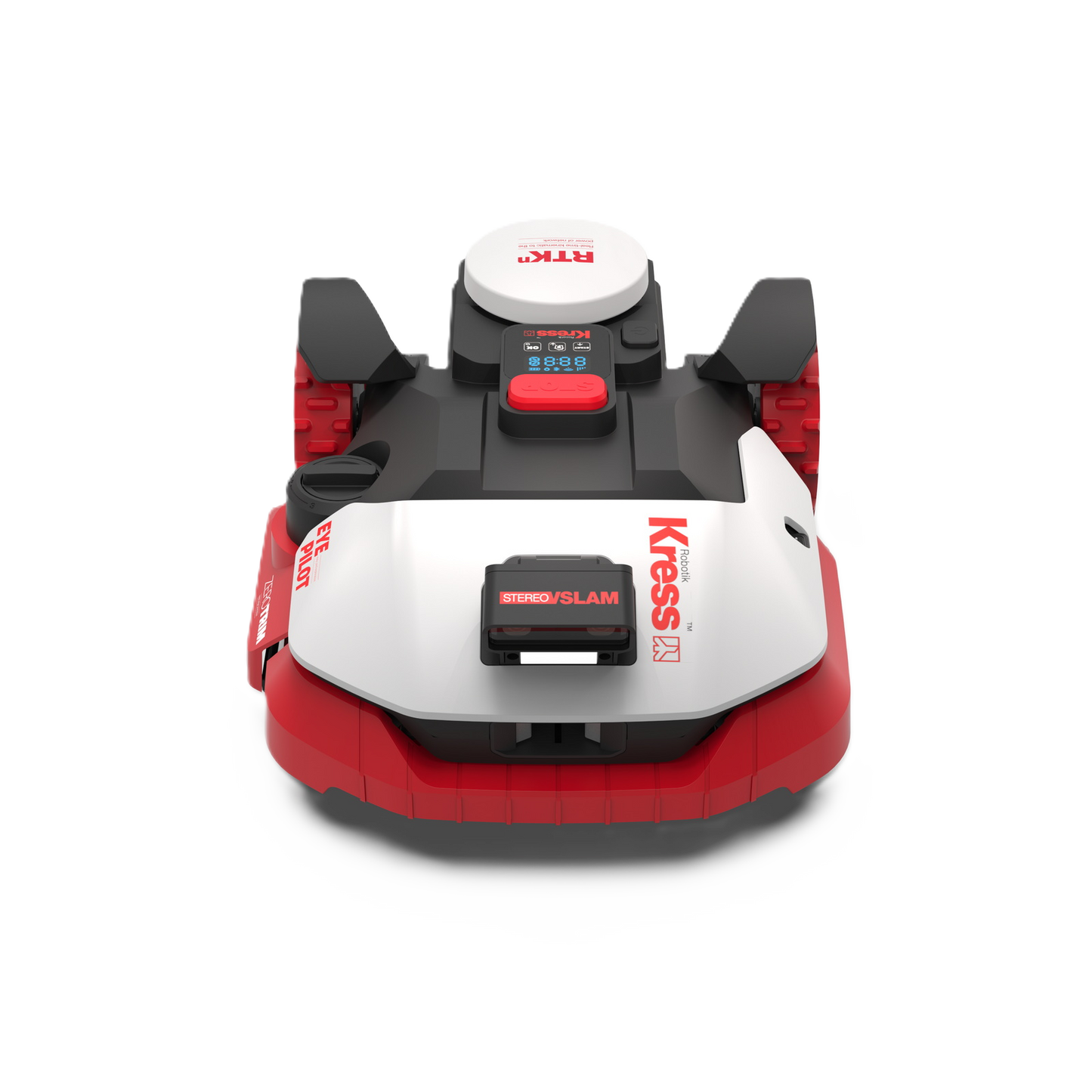 Frontansicht eines Kress Eyepilot 261E, 271E, 273E und 274E Maehroboters