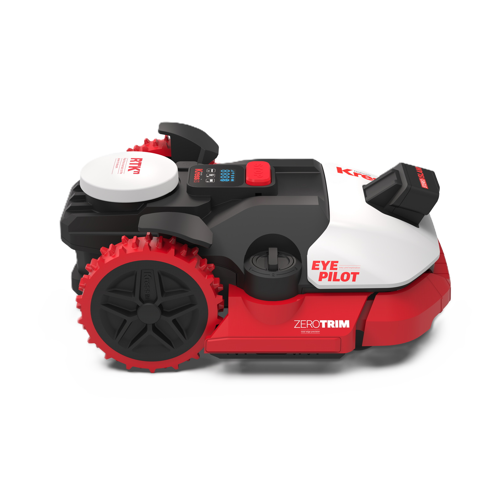 Seitensicht eines Kress Eyepilot 261E, 271E, 273E und 274E Maehroboters