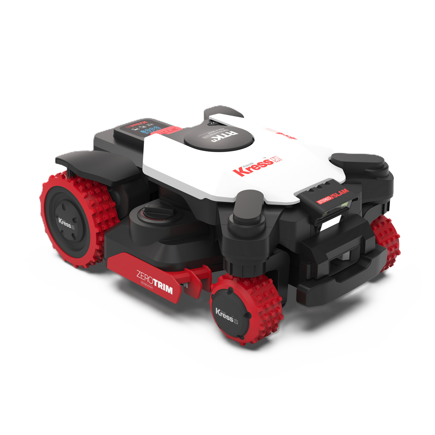 Seitenansicht von einem Kress Kr280E, 281E,83E und 285E AWD Maehroboters