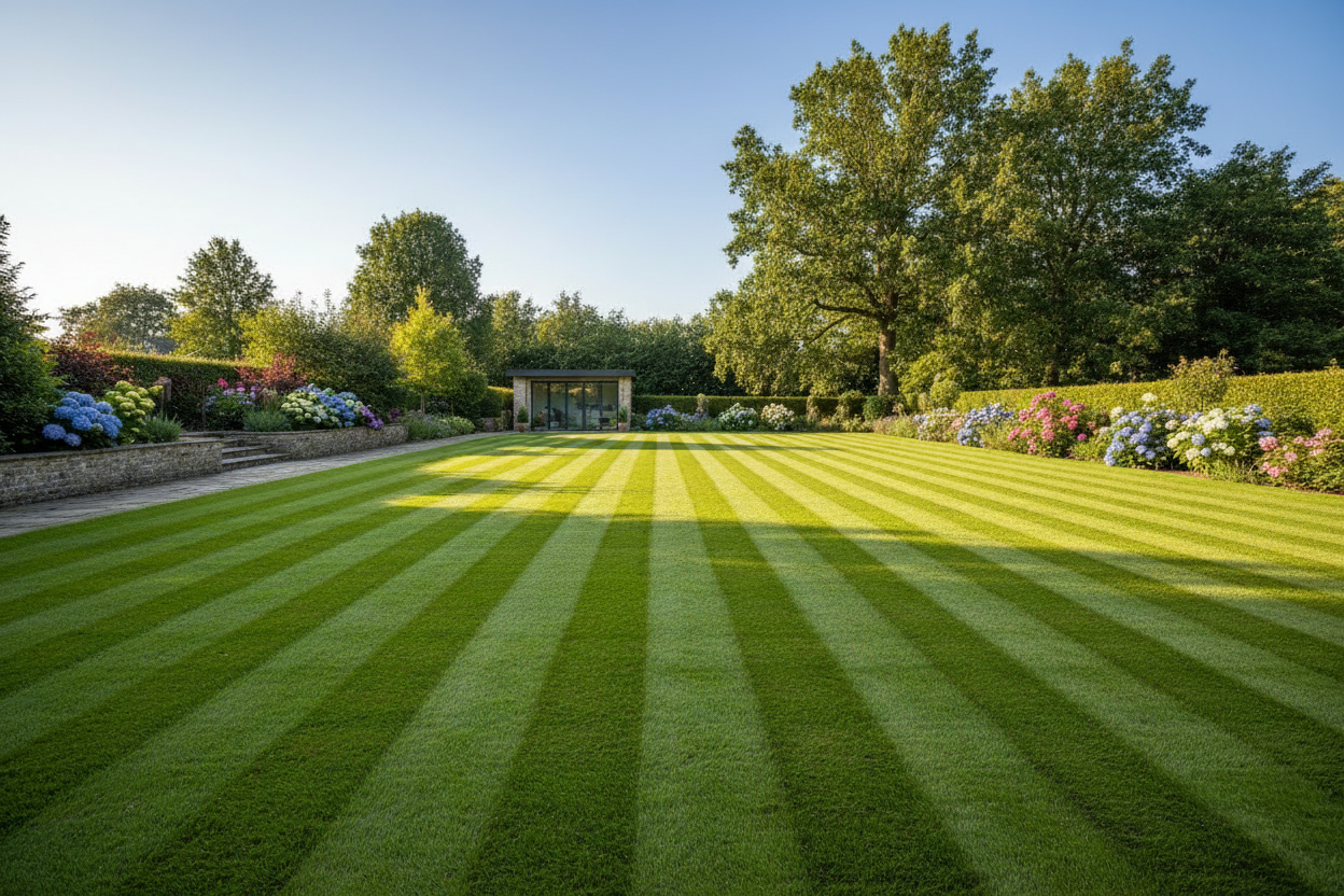 Mählinien eines Mähroboters mit KI generiert