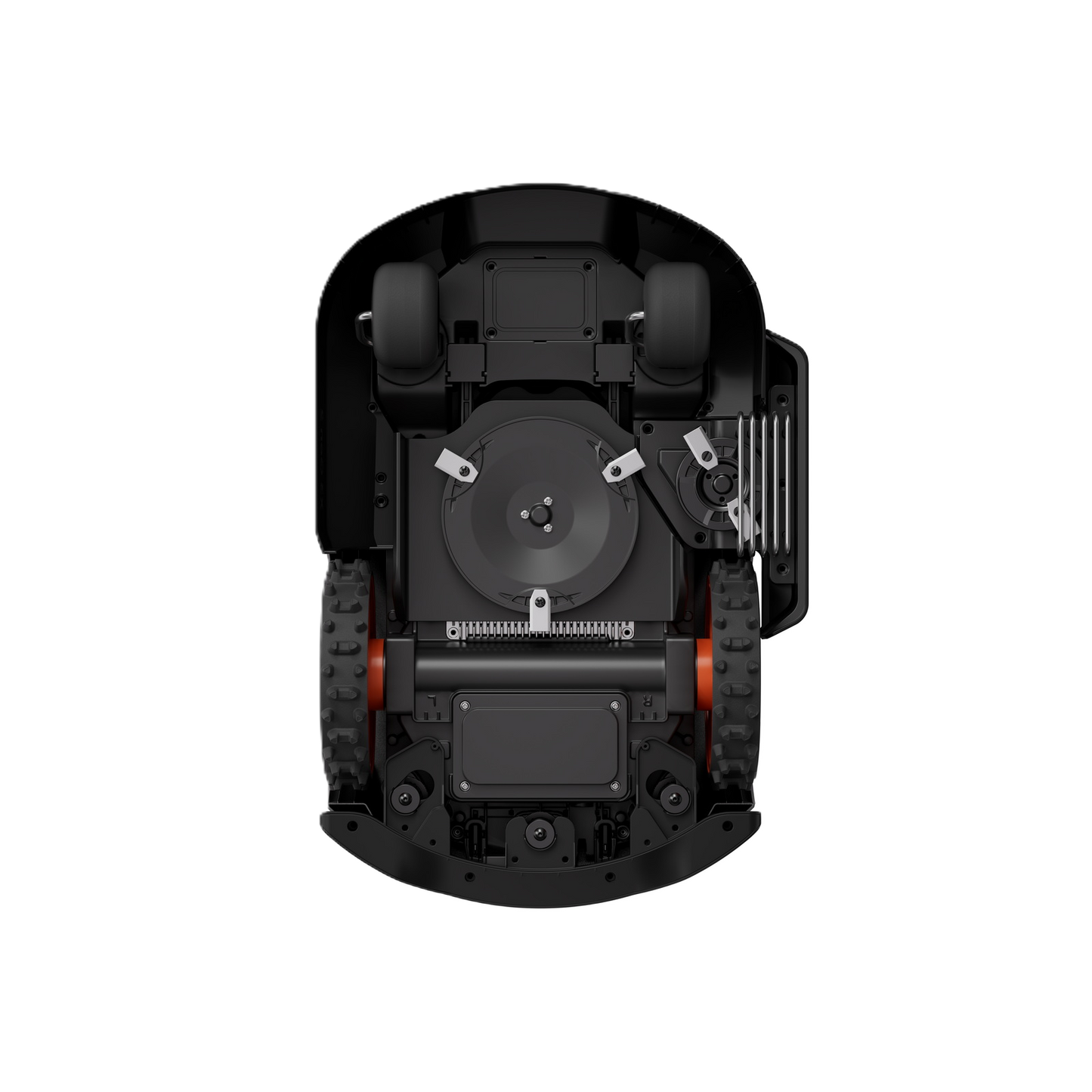 Darunter Ansicht eines Sunseeker Elite X3 Maehroboters