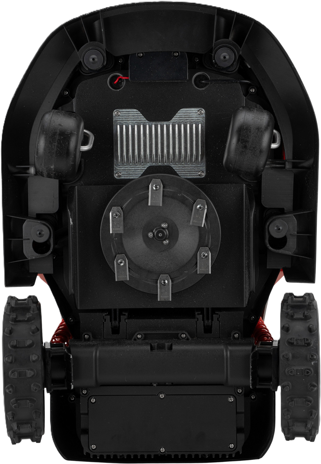 Darunter Ansicht eines Sunseeker Elite X4 Maehroboters