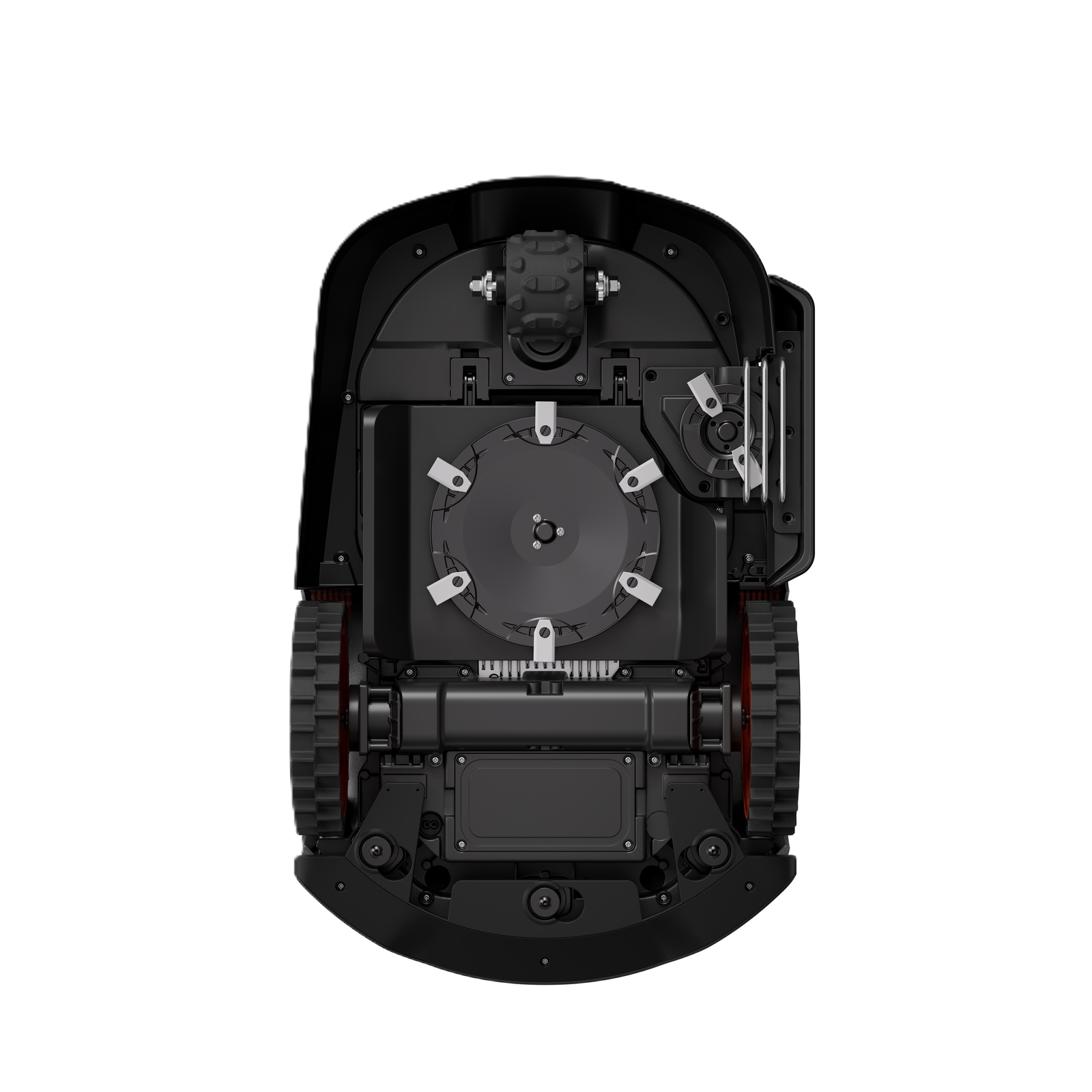Darunter Ansicht eines Sunseeker Elite X5 Maehroboters