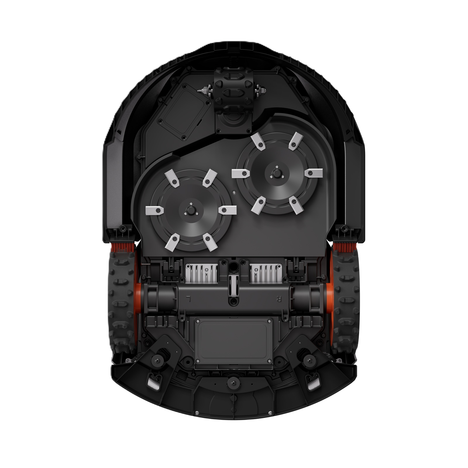 Darunter Ansicht eines Sunseeker Elite X7 Maehroboters